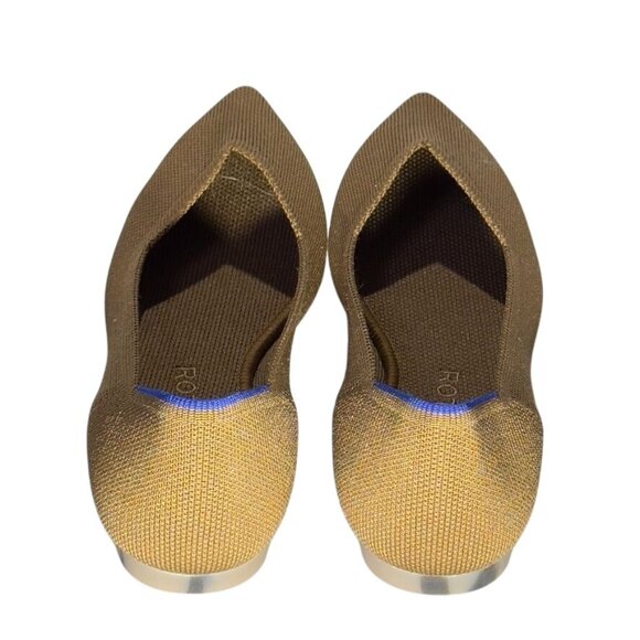 ROTHY'S Womens Pointed-Toe Flats Recycled Knit Bronze/Brown Blue Trim Size 7 - Picture 4 of 11